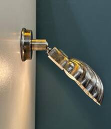 Mandar Brass Clam Shell Wall Sconce - Adjustable Art Deco Bedside Light - thumbnail 1