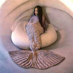 Personalised Mermaid Tail Blanket - The Mauve Moon Light Pink Purple Gift