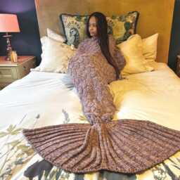 Personalised Mermaid Tail Blanket - The Mauve Moon Light Pink Purple Gift - thumbnail 3