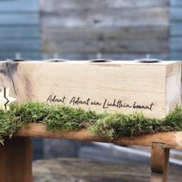 Advent Wreath Wood, Beam, Oak, Candle Holder Pre-Christmas Time, Solid But Beautiful Table Decoration For The Season - thumbnail 3