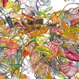 Pastel Flower Chandelier Handmade Resin Leaves, Bronze Base - thumbnail 3