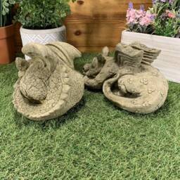 Stone Garden Pair Of Cute Baby Dragon Ornaments Gothic Statues - thumbnail 3