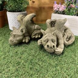 Stone Garden Pair Of Cute Baby Dragon Ornaments Gothic Statues - thumbnail 4