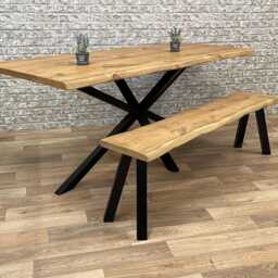 Industrial Steel Spider Base Live Edge Rustic Dining Table - thumbnail 4