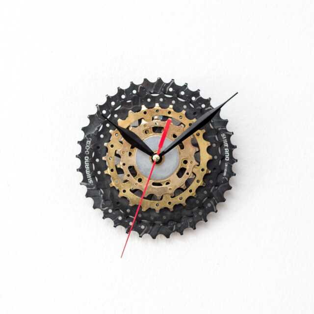 Bicycle Clock, Steampunk Bike Gear Gear, Wall Recycled Parts, Cycling Cyclist Clock - image 1