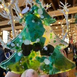 Fused Glass Recycled Christmas Bauble Decoration. Tree Decor - thumbnail 2