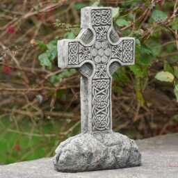Celtic Cross Large Stone Statue W Base - Outdoor Garden Ornament British Decor - thumbnail 2
