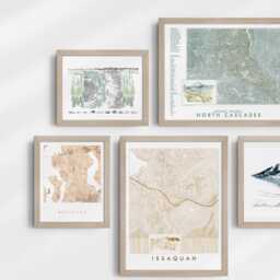 Issaquah Map Hand Drawn Topographic Washington Drawing - Art Print Realtor Home Wedding Grad Gift Cougar Mountain Issaquah Alps - thumbnail 4