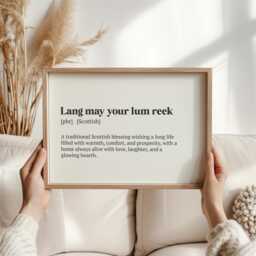Lang May Your Lum Reek Print - Scottish Blessing Wall Art Traditional Scots Phrase Scotland Quote Home Decor Meaningful Gift - thumbnail 2
