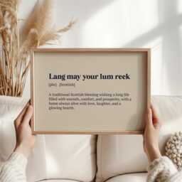 Lang May Your Lum Reek Print - Scottish Blessing Wall Art Traditional Scots Phrase Scotland Quote Home Decor Meaningful Gift - thumbnail 3
