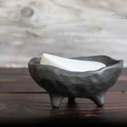 Handmade Black Ceramic Bathroom Accessories Set Nordic Minimalist Pottery - thumbnail 3