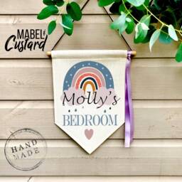 Personalised Boho Rainbow Bedroom Door Sign /Hanging Sign/ Spiel Haus/Signs // - thumbnail 1