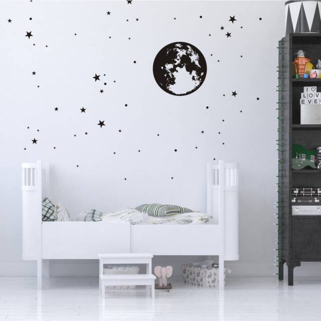 Moon & Stars Decal Nursery Decor, Decorations For Kids Gold Stickers, Dots Decal, Moon Nursery, Wall Stickers Children - image 1