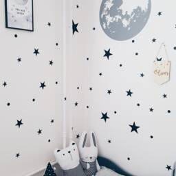 Moon & Stars Decal Nursery Decor, Decorations For Kids Gold Stickers, Dots Decal, Moon Nursery, Wall Stickers Children - thumbnail 2