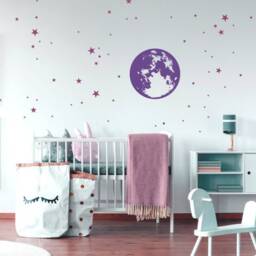 Moon & Stars Decal Nursery Decor, Decorations For Kids Gold Stickers, Dots Decal, Moon Nursery, Wall Stickers Children - thumbnail 3