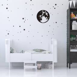 Moon & Stars Decal Nursery Decor, Decorations For Kids Gold Stickers, Dots Decal, Moon Nursery, Wall Stickers Children - thumbnail 1