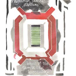 Custom Football Stadium Watercolor Map Of Your Favorite Field in Sports Team Colors - thumbnail 2