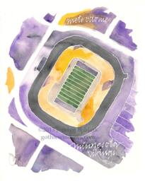 Custom Football Stadium Watercolor Map Of Your Favorite Field in Sports Team Colors - thumbnail 1
