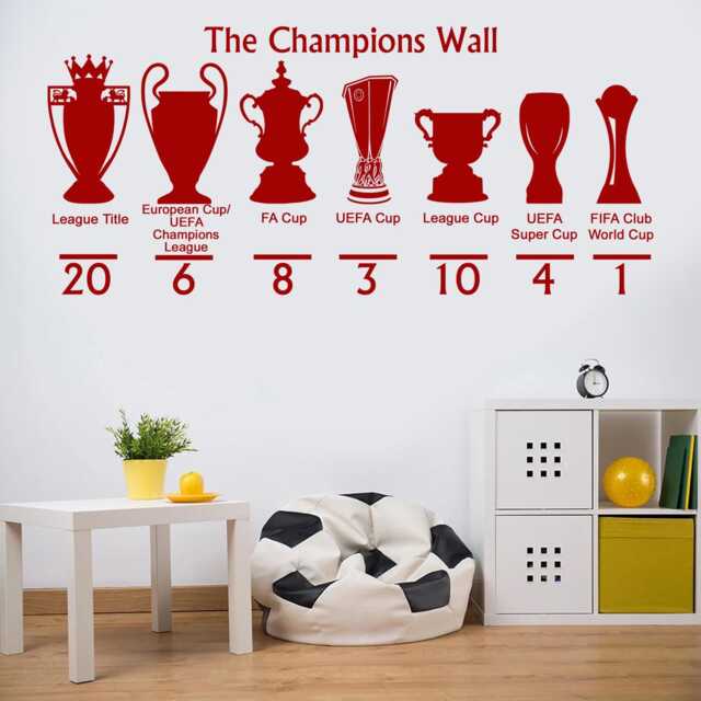 Liverpool Champions Trophy Wall Decal Football Art Lfc70 - image 1