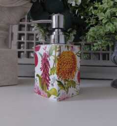 Lovely Thistle & Wildflower Floral Decoupaged Ceramic Soap Dispenser. Matching Items Available