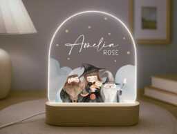 Personalised Children's Wizard Night Light - Led Lamp Kid's Decor Boy Girl Gift For Birthday Name Sign Bedroom - thumbnail 1