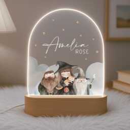 Personalised Children's Wizard Night Light - Led Lamp Kid's Decor Boy Girl Gift For Birthday Name Sign Bedroom - thumbnail 2