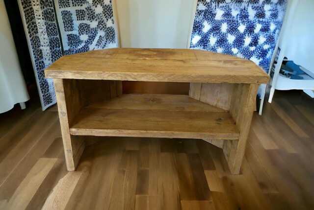 Rustic Handmade Corner Tv Stand With Shelf - image 1