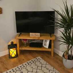 Rustic Handmade Corner Tv Stand With Shelf - thumbnail 2