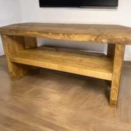 Rustic Handmade Corner Tv Stand With Shelf - thumbnail 4