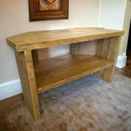Rustic Handmade Corner Tv Stand With Shelf - thumbnail 3