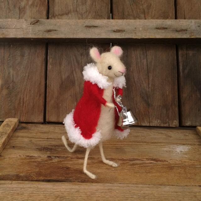 Christmas Figurine Felt Mouse Red Xmas Coat Holiday Ornament Santa Gift Woolen Mice Cute Toy Waldorf Doll Winter D??cor Animal - image 1