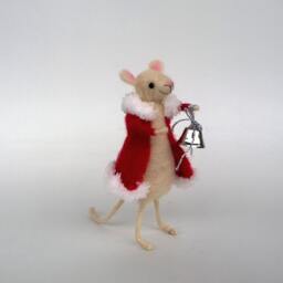Christmas Figurine Felt Mouse Red Xmas Coat Holiday Ornament Santa Gift Woolen Mice Cute Toy Waldorf Doll Winter D??cor Animal - thumbnail 2