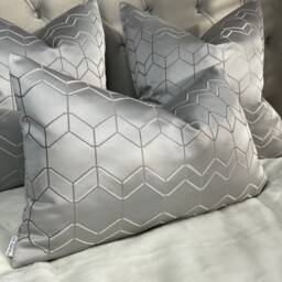 Filmore Cushion Cover John Lewis Silver Fabric 12x20 Lumbar Pillow Case Raised Texture Double Sided Handmade in UK - thumbnail 4