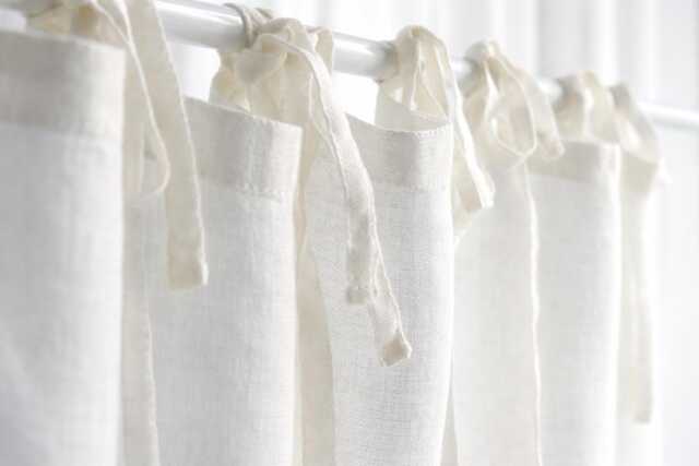 Tie Top Linen Valance - Rustic Oatmeal Cafe Curtain - image 1
