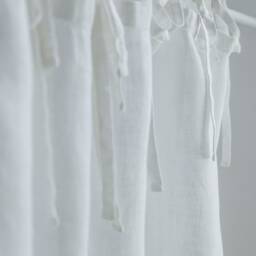Tie Top Linen Valance - Rustic Oatmeal Cafe Curtain - thumbnail 2