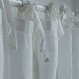 Tie Top Linen Valance - Rustic Oatmeal Cafe Curtain - thumbnail 4
