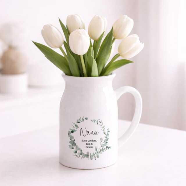 Personalised Eucalyptus Jug - Mam, Nana, Nanna, Grandma Gift For Her Idea Grandparent Flower Vase - image 1