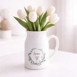 Personalised Eucalyptus Jug - Mam, Nana, Nanna, Grandma Gift For Her Idea Grandparent Flower Vase - thumbnail 2
