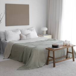 Sage Green Cotton Muslin Bedspread, Soft King 4 Layer Gauze Bedcover, Organic Bed Throw Blanket, Boho Coverlet - thumbnail 1