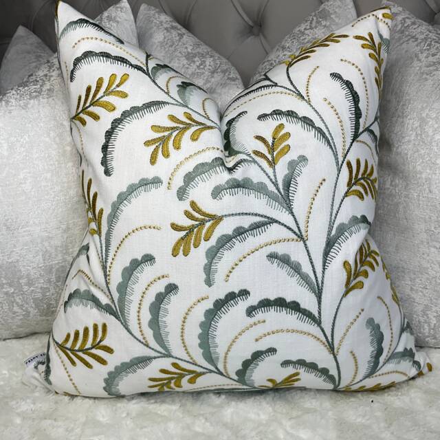 Scatter Embroidered Cushion Cover, Green - Duck Egg Pillow Scatter Throw For Sofa Or Chair , Jouvene John Lewis - image 1