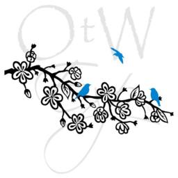 Cherry Blossom Branch Vinyl Wall Art Decal With Birds - Bedroom Decor Nursery Room Decals - thumbnail 2