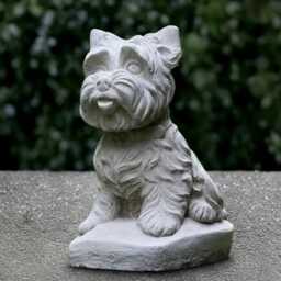 Stone Yorkie Statue Concrete Westie Dog Sculpture Cement Terrier Ornament Front Door Decoration Handmade Garden & Home Art - thumbnail 1