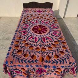 Velvet Suzani Quilts Boho Embroidered Bedspread - thumbnail 2