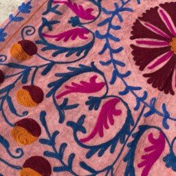 Velvet Suzani Quilts Boho Embroidered Bedspread - thumbnail 3