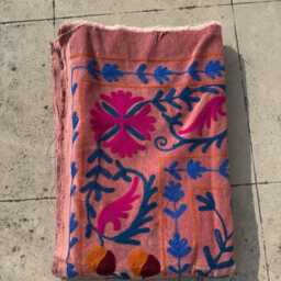 Velvet Suzani Quilts Boho Embroidered Bedspread - thumbnail 4