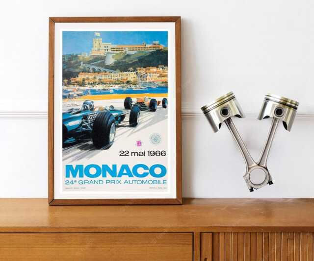 Reprint Of A Vintage 1966 Monaco Motor Racing Poster - image 1