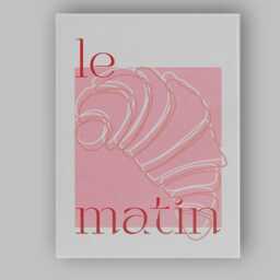 Minimalist Pink Croissant Line Art Bakery Poster Canvas Wall Print Decor Picture Ready To Hang - thumbnail 1