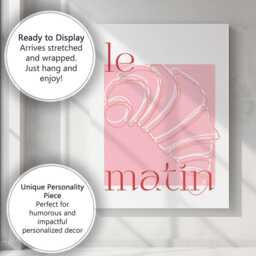 Minimalist Pink Croissant Line Art Bakery Poster Canvas Wall Print Decor Picture Ready To Hang - thumbnail 3