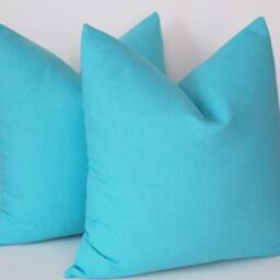 Set Of 2/Turquoise Pillow Cover, Cotton Canvas Blend Turquoise, Throw Pillows - thumbnail 4