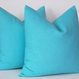 Set Of 2/Turquoise Pillow Cover, Cotton Canvas Blend Turquoise, Throw Pillows - thumbnail 2